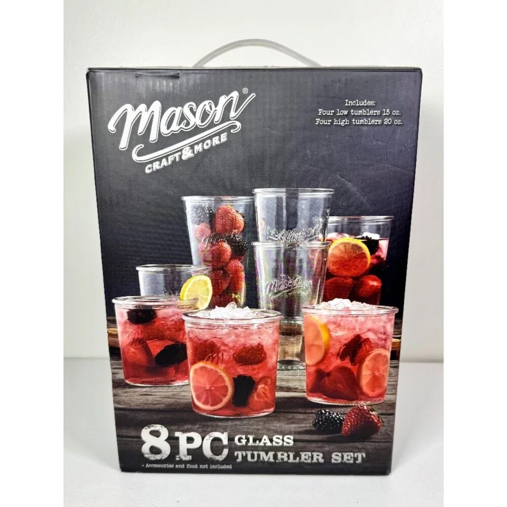 Mason Craft and More 8 Piece Glass Tumbler Set - New in Box! Viral TikTok Fave